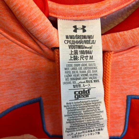 UNDER ARMOUR Orange Hoodie Size M light orange color with deeper orange design - Picture 1 of 5